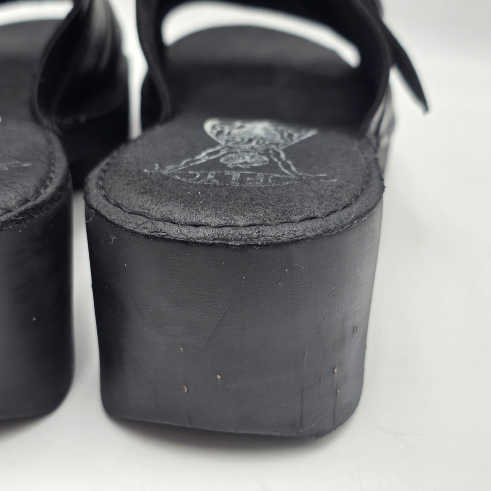 FLY LONDON Women's Size‎ 41 US 10-10.5 Black Leather Chunky Heel Platform Sandal - Picture 8 of 11
